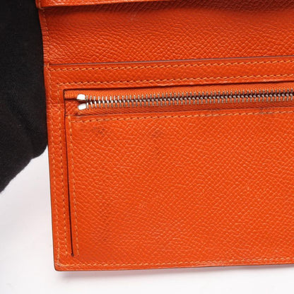 Hermes Bifold Long Wallet Bearn Souffle Orange Leather Bearn Souffle Orange