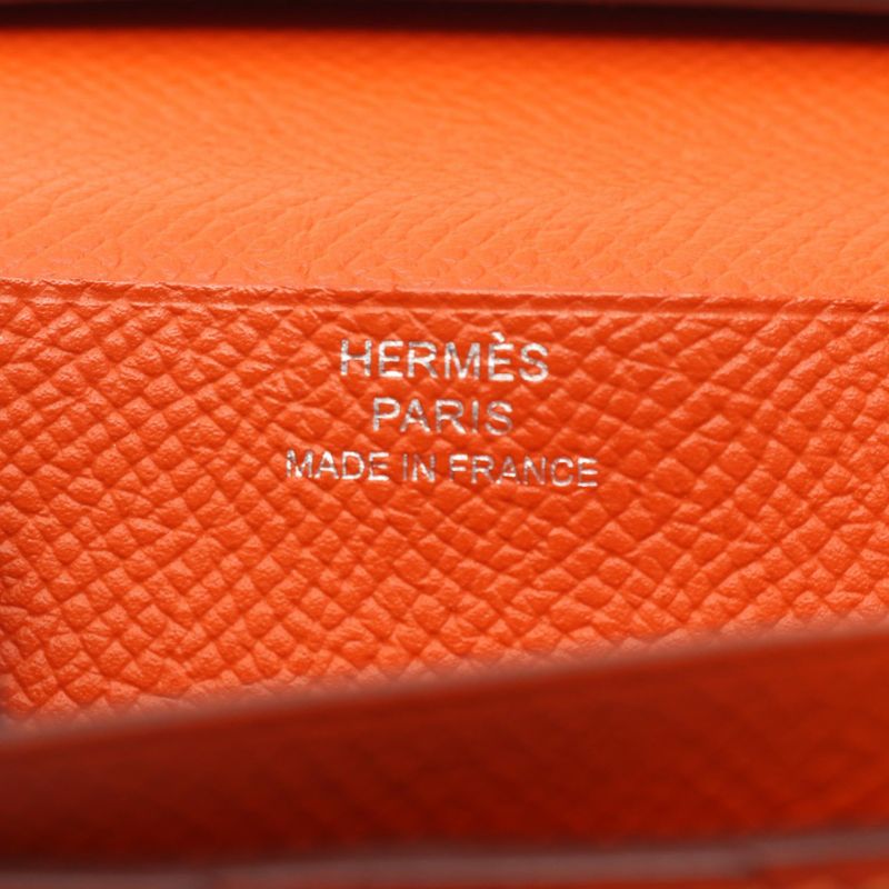 Hermes Bifold Long Wallet Bearn Souffle Orange Leather Bearn Souffle Orange