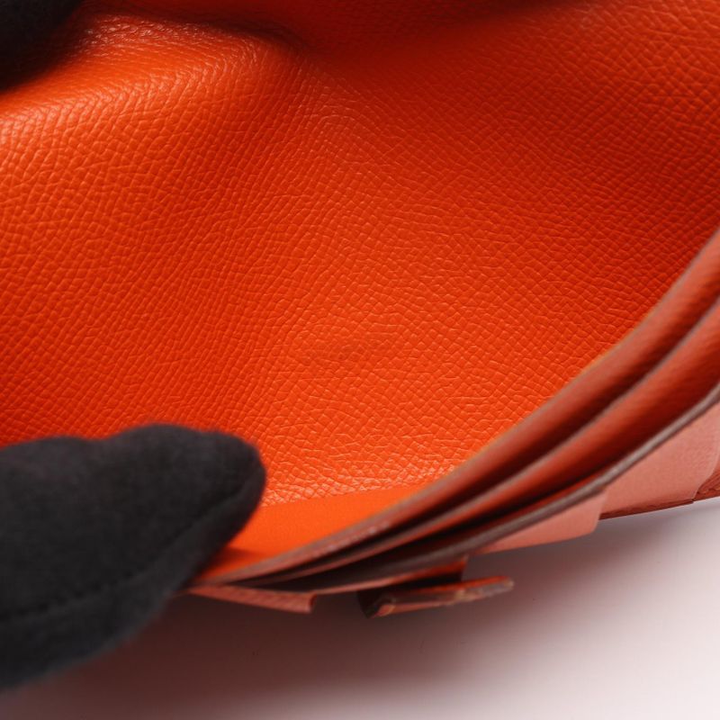 Hermes Bifold Long Wallet Bearn Souffle Orange Leather Bearn Souffle Orange