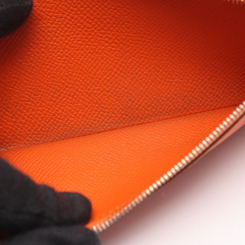 Hermes Bifold Long Wallet Bearn Souffle Orange Leather Bearn Souffle Orange