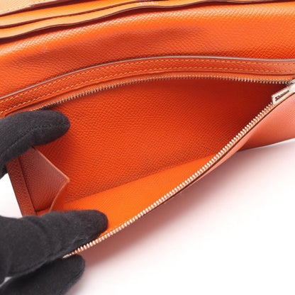 Hermes Bifold Long Wallet Bearn Souffle Orange Leather Bearn Souffle Orange