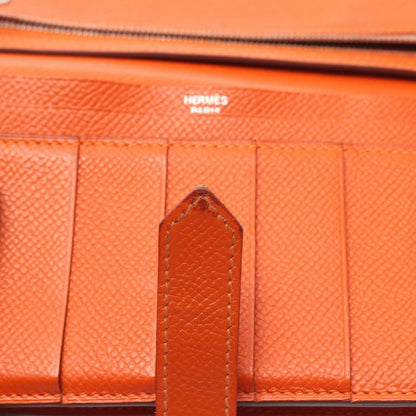 Hermes Bifold Long Wallet Bearn Souffle Orange Leather Bearn Souffle Orange