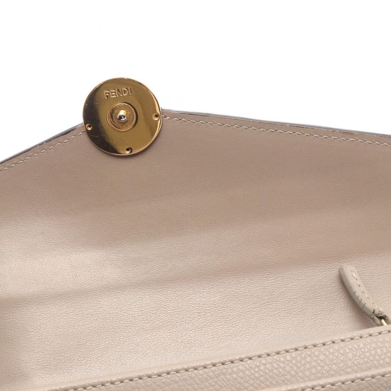 Fendi Bifold Long Wallet F Is 8m0251 Beige Leather F Is Long Wallet Ladies Used