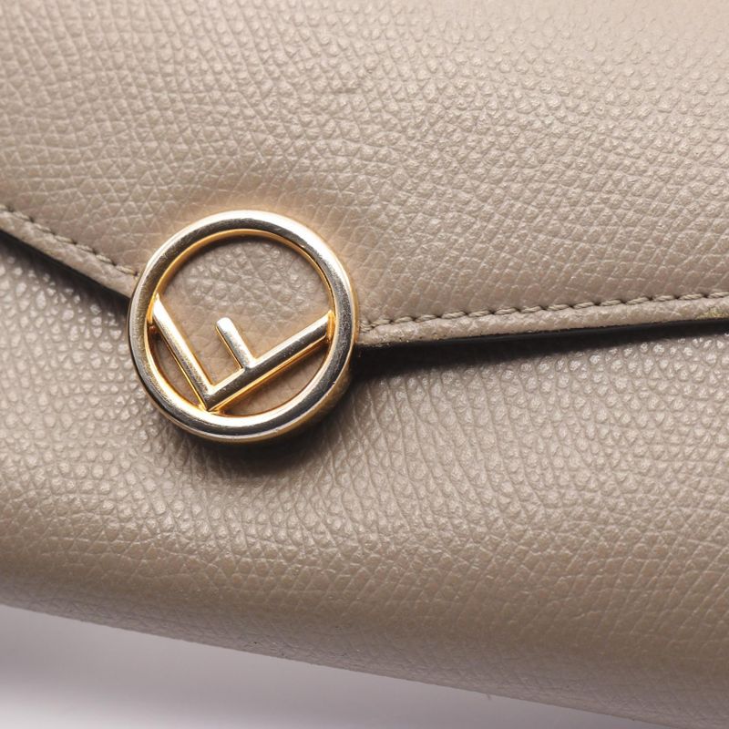 Fendi Bifold Long Wallet F Is 8m0251 Beige Leather F Is Long Wallet Ladies Used