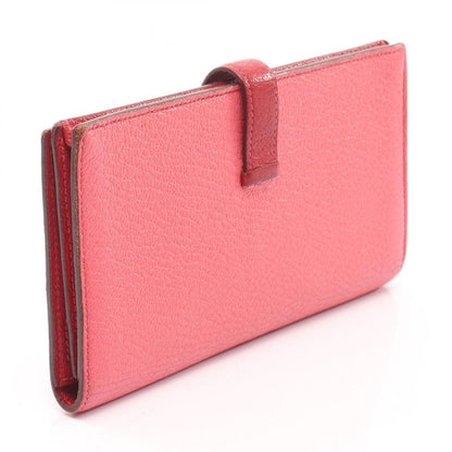 Hermes Bifold Long Wallet Bearn Souffle Rose Lipstick Rouge Leather Bearn