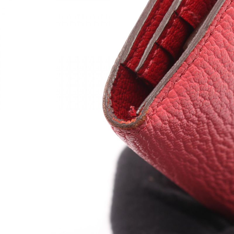 Hermes Bifold Long Wallet Bearn Souffle Rose Lipstick Rouge Leather Bearn