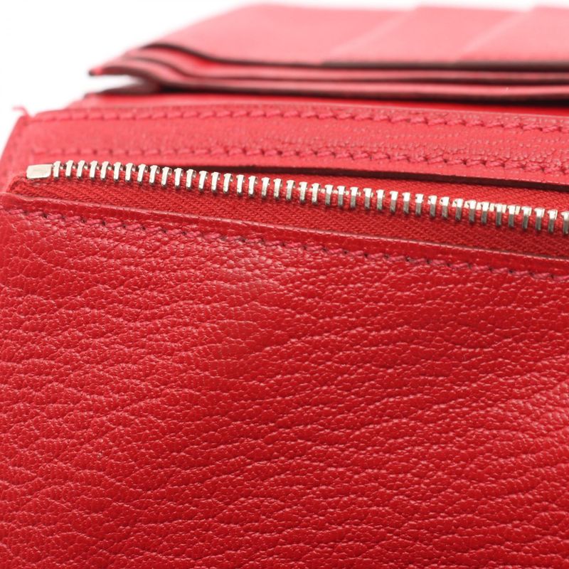 Hermes Bifold Long Wallet Bearn Souffle Rose Lipstick Rouge Leather Bearn