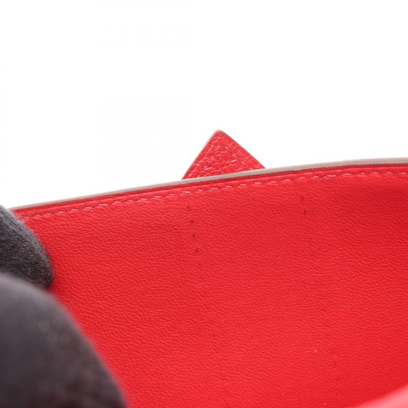 Hermes Bifold Long Wallet Bearn Souffle Rose Lipstick Rouge Leather Bearn