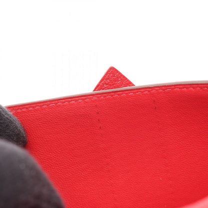 Hermes Bifold Long Wallet Bearn Souffle Rose Lipstick Rouge Leather Bearn