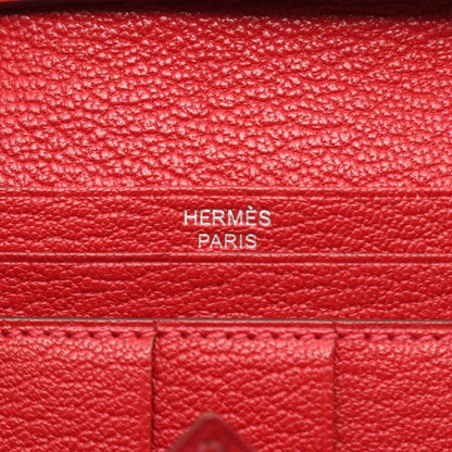 Hermes Bifold Long Wallet Bearn Souffle Rose Lipstick Rouge Leather Bearn