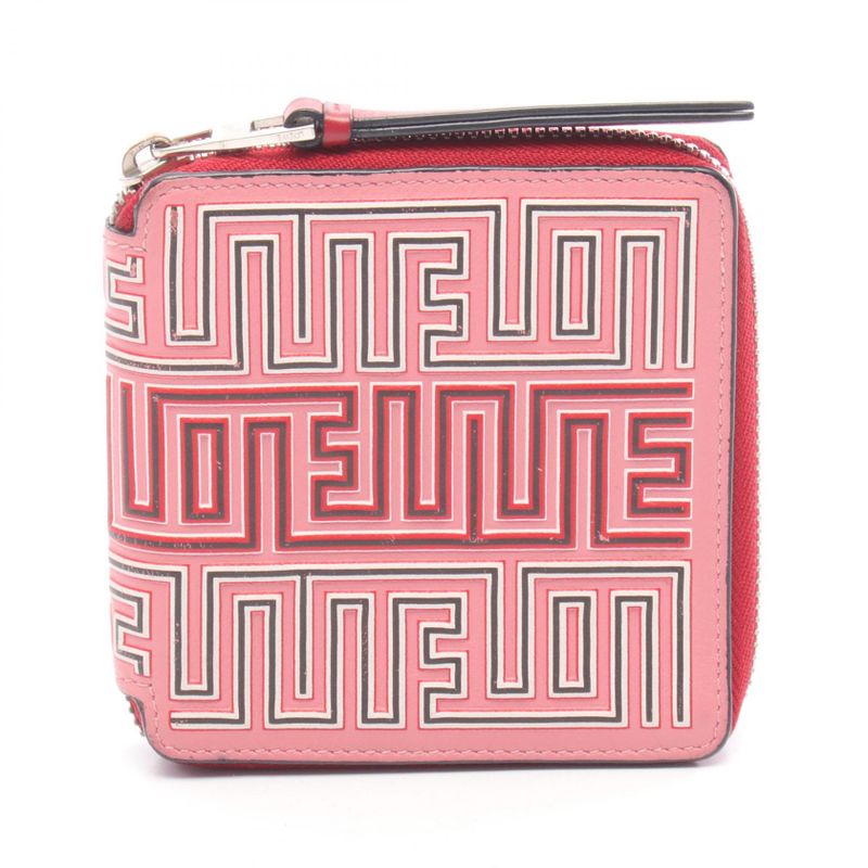 Loewe Round Wallet MAZE Square Zip Wallet 130.30m88 Pink Leather Maze Square