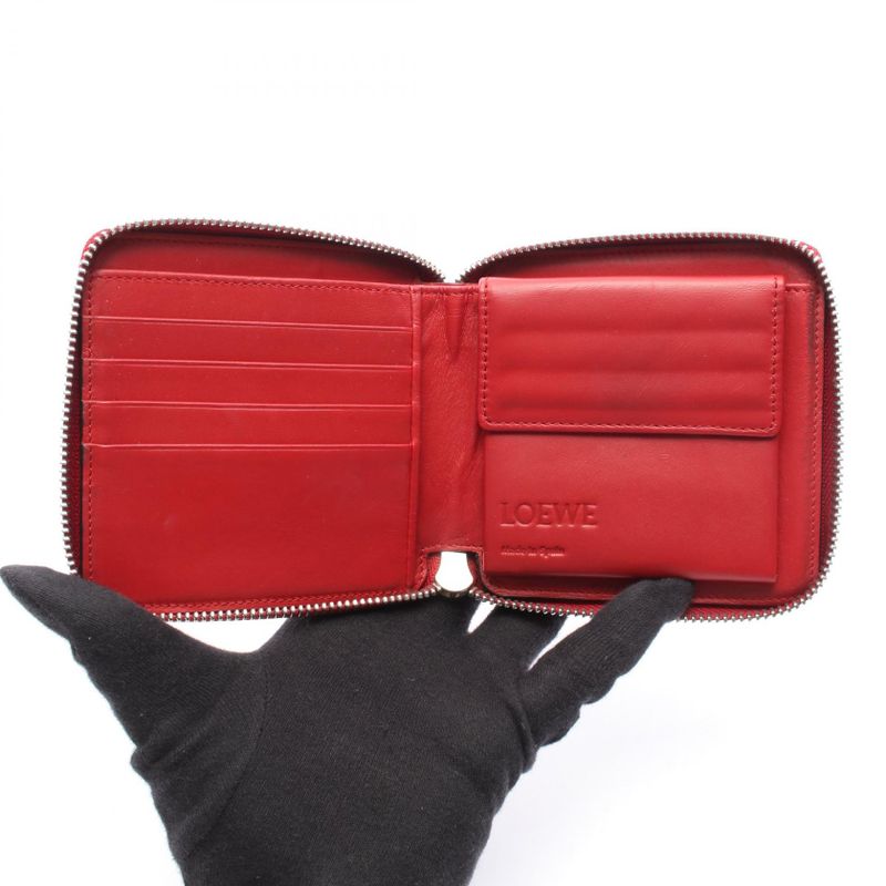 Loewe Round Wallet MAZE Square Zip Wallet 130.30m88 Pink Leather Maze Square