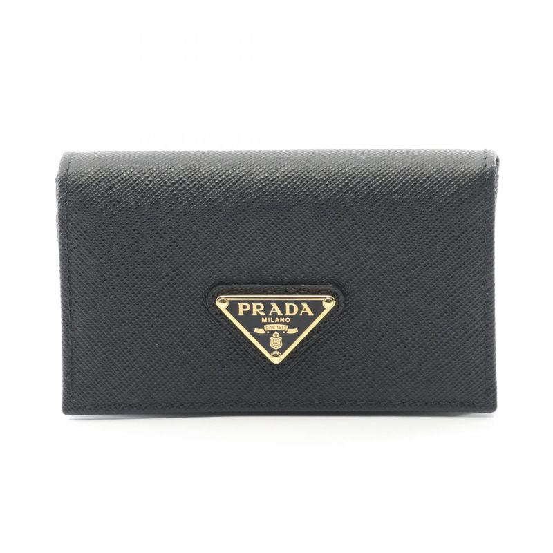 Prada Card Case Saffiano Triang 1mc122qhhf0002 Black Saffiano Leather Card Case