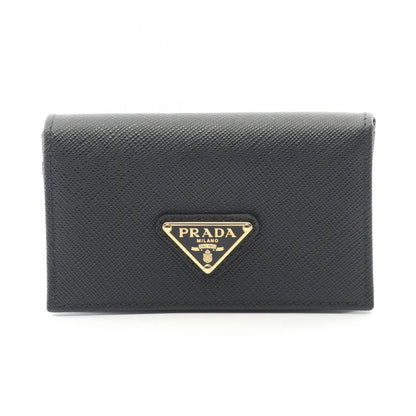 Prada Card Case Saffiano Triang 1mc122qhhf0002 Black Saffiano Leather Card Case