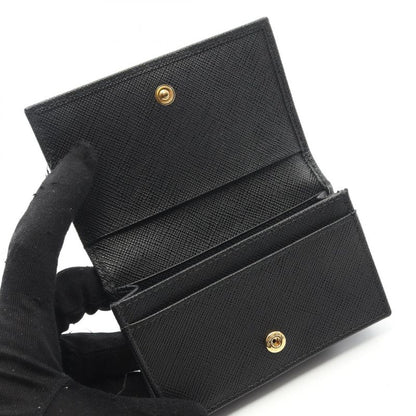 Prada Card Case Saffiano Triang 1mc122qhhf0002 Black Saffiano Leather Card Case