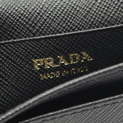 Prada Card Case Saffiano Triang 1mc122qhhf0002 Black Saffiano Leather Card Case