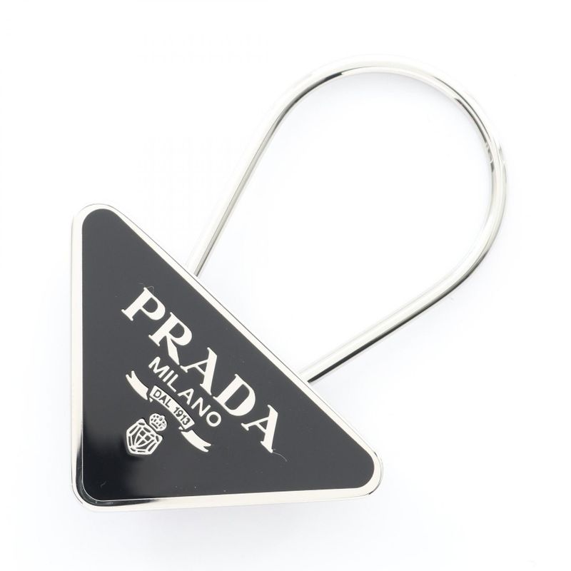 Prada Key Holder Triangle Logo 2ps06366af0002 Black Other Trial Logo Key Chain