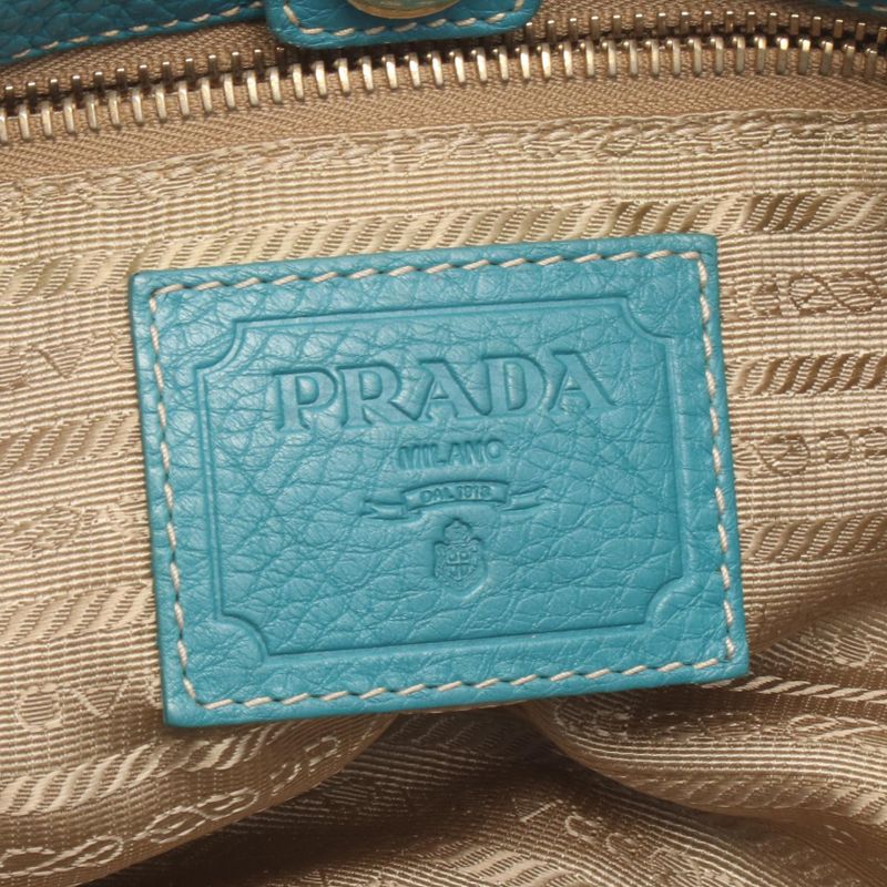 Prada Tote Bag Logo Jacquard Beige Blue Canvas Leather Logo Jacquard Tote Bag