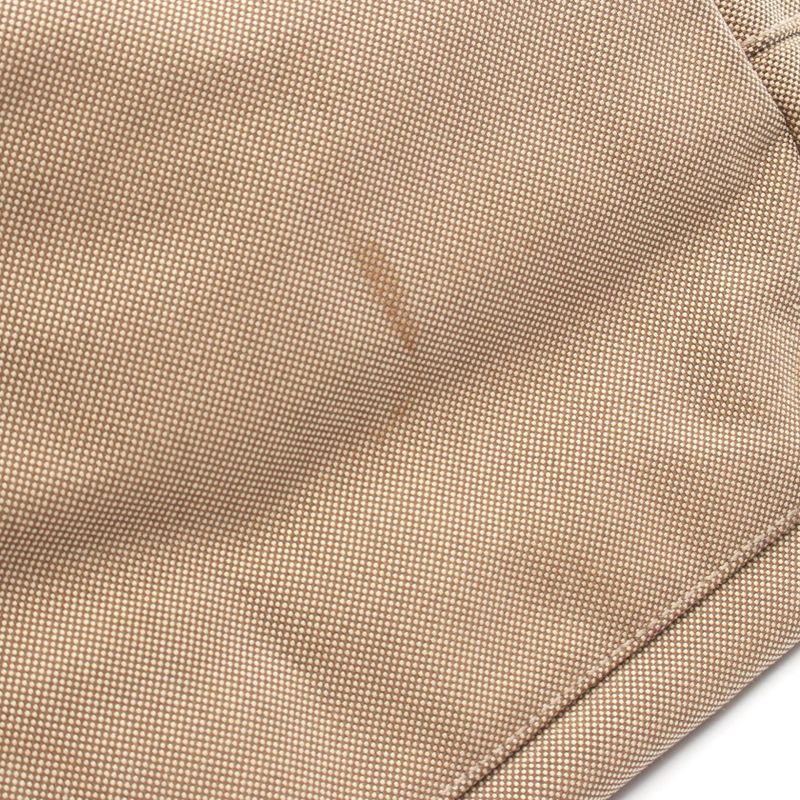 Prada Tote Bag Logo Jacquard Beige Blue Canvas Leather Logo Jacquard Tote Bag