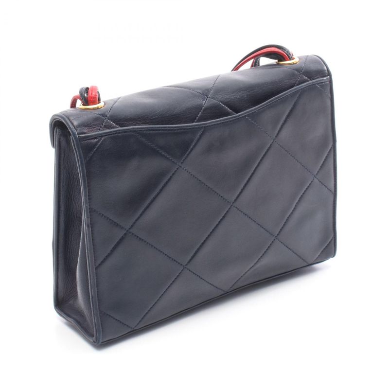 Chanel Shoulder Bag Coco Mark Navy Red Leather Coco Mark Shoulder Bag Ladies