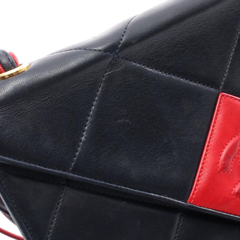 Chanel Shoulder Bag Coco Mark Navy Red Leather Coco Mark Shoulder Bag Ladies