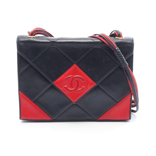 Chanel Shoulder Bag Coco Mark Navy Red Leather Coco Mark Shoulder Bag Ladies