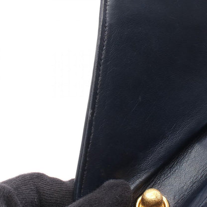 Chanel Shoulder Bag Navy Red Leather