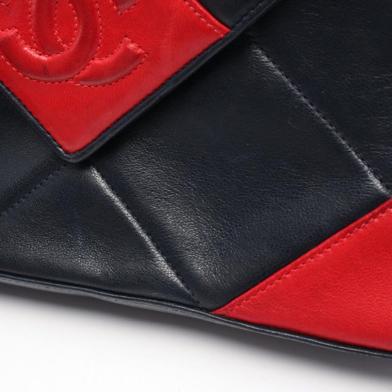 Chanel Shoulder Bag Coco Mark Navy Red Leather Coco Mark Shoulder Bag Ladies