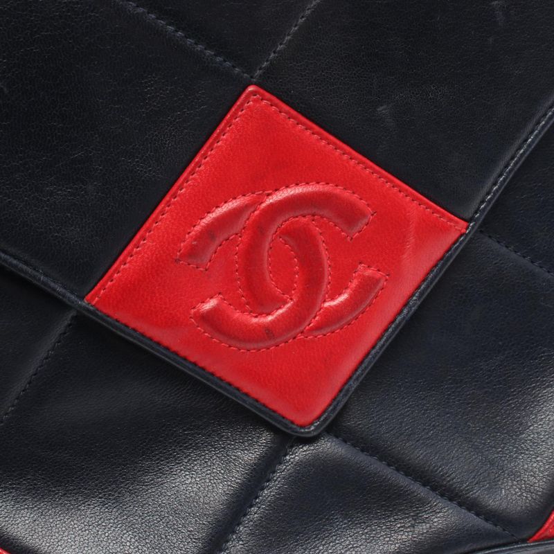 Chanel Shoulder Bag Coco Mark Navy Red Leather Coco Mark Shoulder Bag Ladies