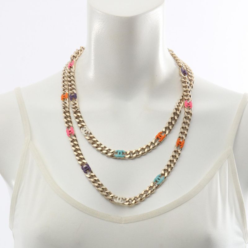 Chanel Necklace Coco Mark GP (gold Plated) Necklace Women's Used A