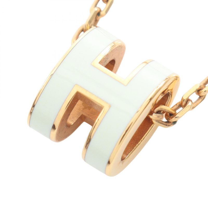 Hermes Necklace MINI POP H Mini Pop Ash GP (gold Plated) Necklace Ladies Used A