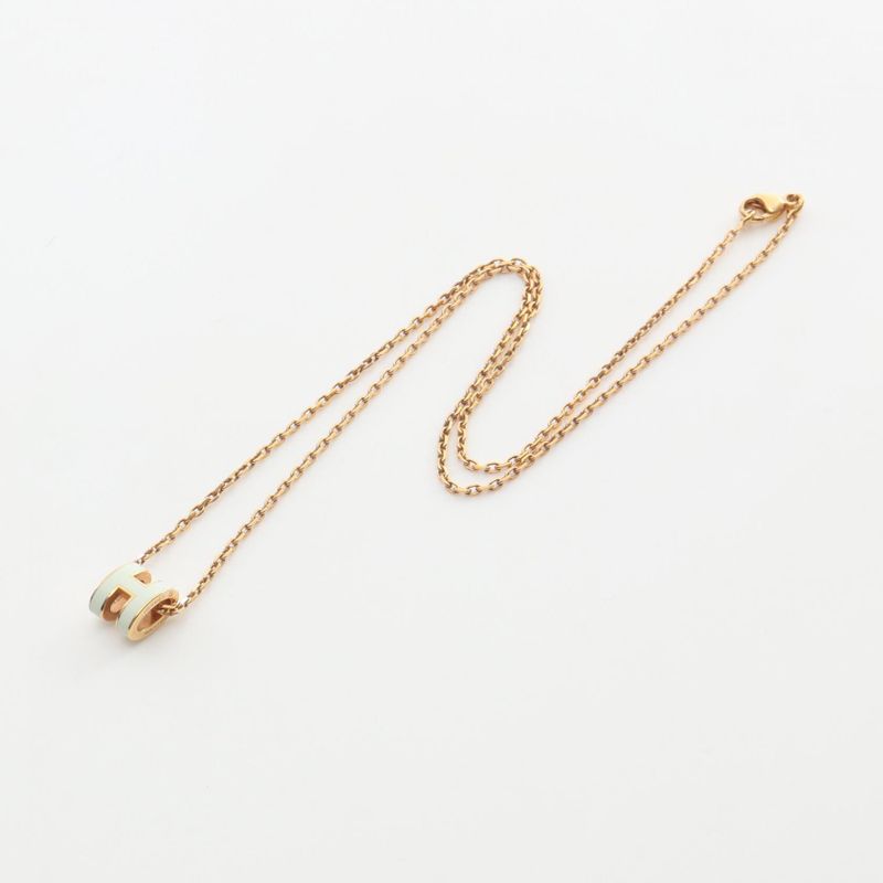 Hermes Necklace MINI POP H Mini Pop Ash GP (gold Plated) Necklace Ladies Used A