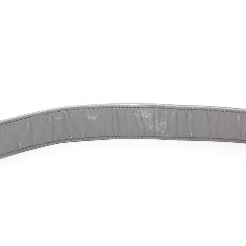 Prada Handbag Gray Leather Triangle Logo 2way Shoulder Ladies Used B