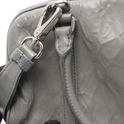 Prada Handbag Gray Leather Triangle Logo 2way Shoulder Ladies Used B