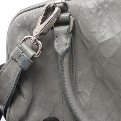 Prada Handbag Gray Leather Triangle Logo 2-Way Shoulder Ladies