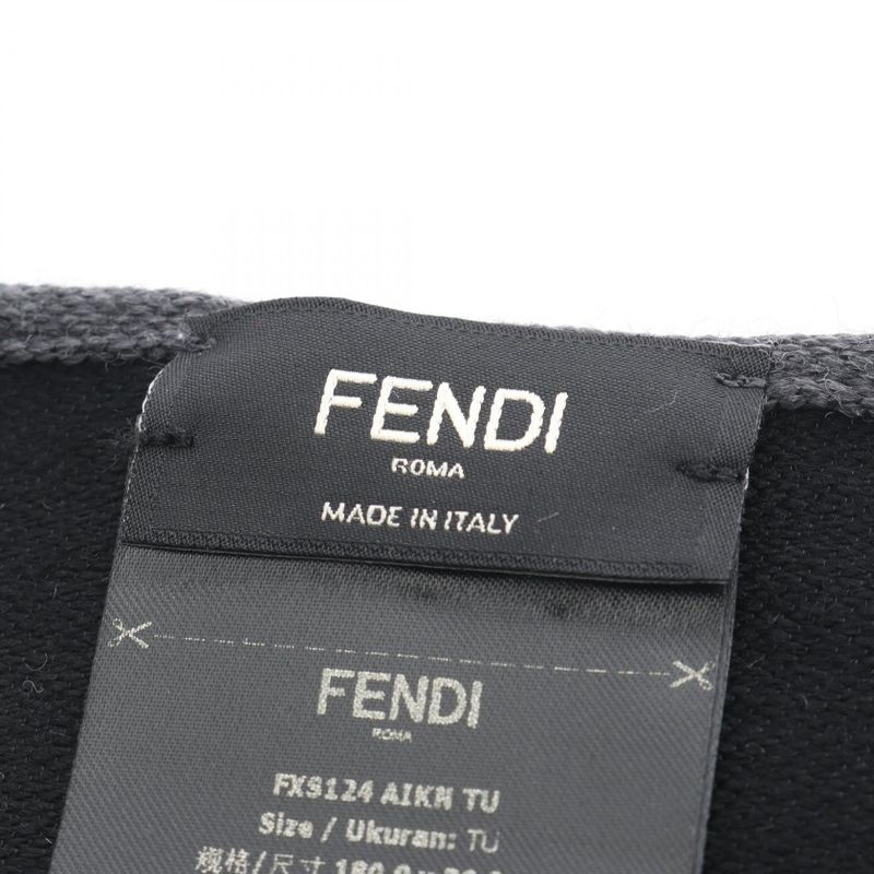 Fendi Muffler FF Pattern Wool Silk Muffler Unisex Used A