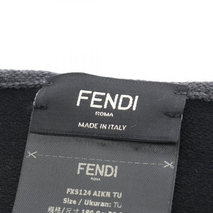 Fendi Muffler FF Pattern Wool Silk Muffler Unisex Used A