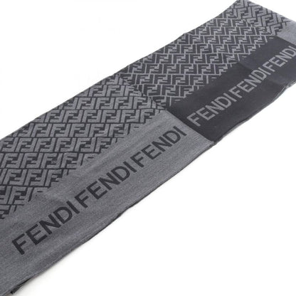 Fendi Muffler FF Pattern Wool Silk Muffler Unisex Used A