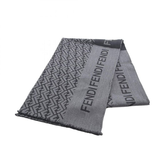 Fendi Muffler FF Pattern Wool Silk Muffler Unisex Used A