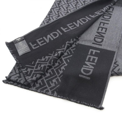 Fendi Muffler FF Pattern Wool Silk Muffler Unisex Used A