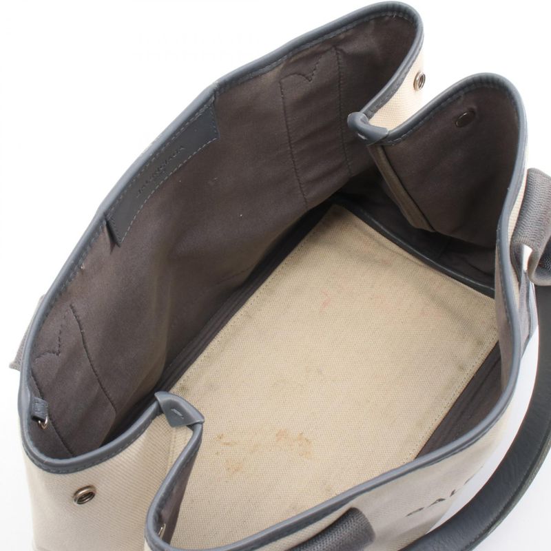 Balenciaga Tote Bag NAVY Cabas S Navy Cabas 339933 Natural Gray Canvas Leather