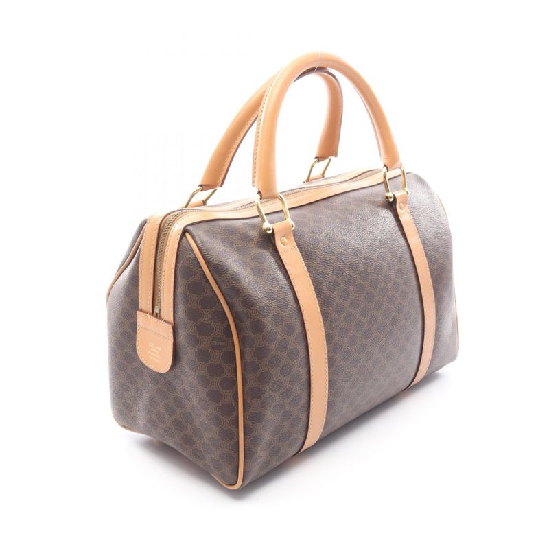 Celine Handbag Macadam Dark Brown PVC Coated Canvas Leather Macadam Mini Boston