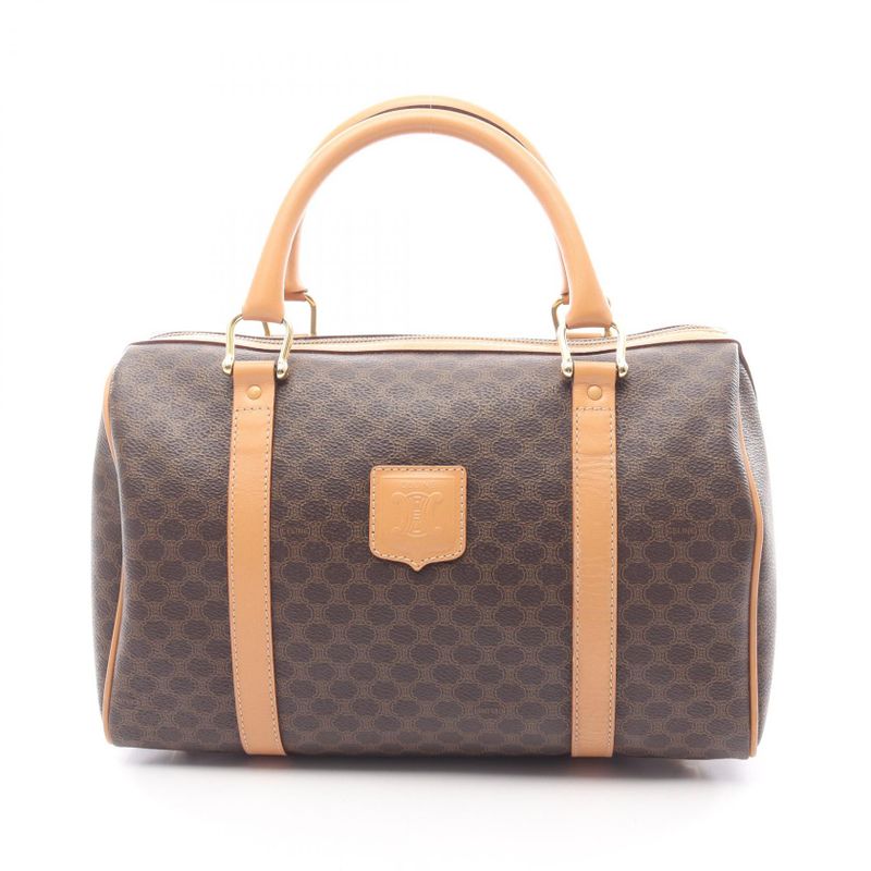 Celine Handbag Macadam Dark Brown PVC Coated Canvas Leather Macadam Mini Boston