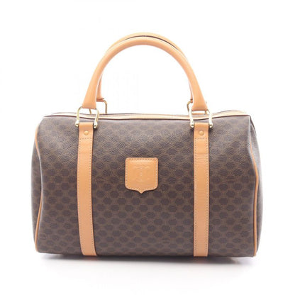 Celine Handbag Macadam Dark Brown PVC Coated Canvas Leather Macadam Mini Boston