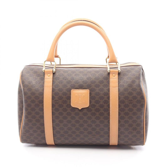 Celine Handbag Macadam Dark Brown PVC Coated Canvas Leather Macadam Mini Boston