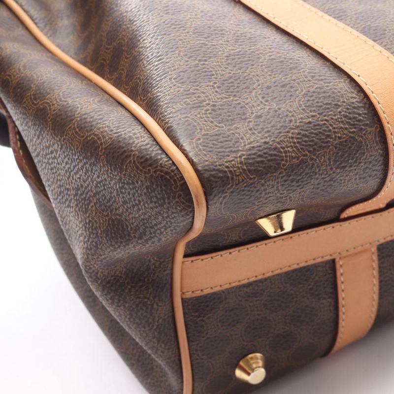 Celine Handbag Macadam Dark Brown PVC Coated Canvas Leather Macadam Mini Boston