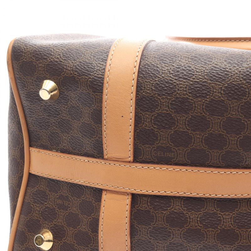 Celine Handbag Macadam Dark Brown PVC Coated Canvas Leather Macadam Mini Boston