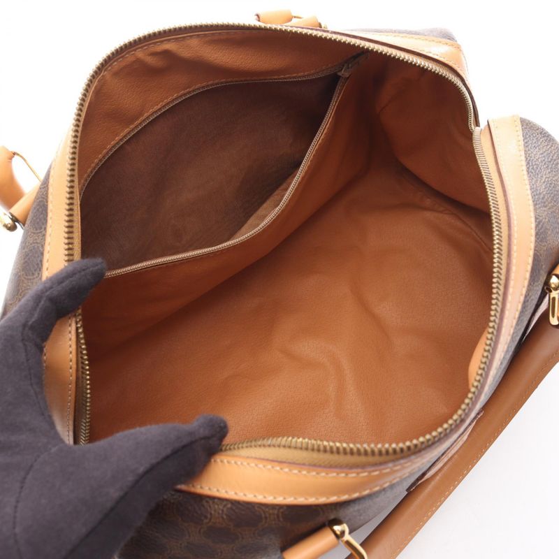 Celine Handbag Macadam Dark Brown PVC Coated Canvas Leather Macadam Mini Boston