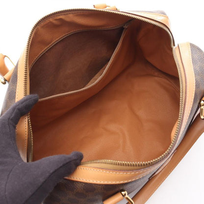 Celine Handbag Macadam Dark Brown PVC Coated Canvas Leather Macadam Mini Boston