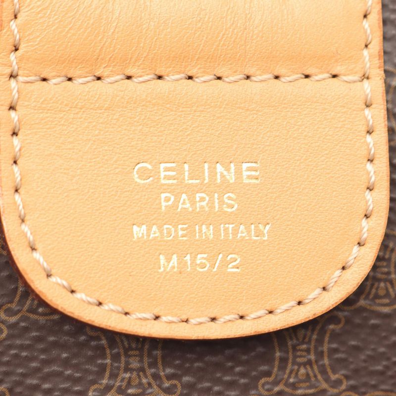 Celine Handbag Macadam Dark Brown PVC Coated Canvas Leather Macadam Mini Boston